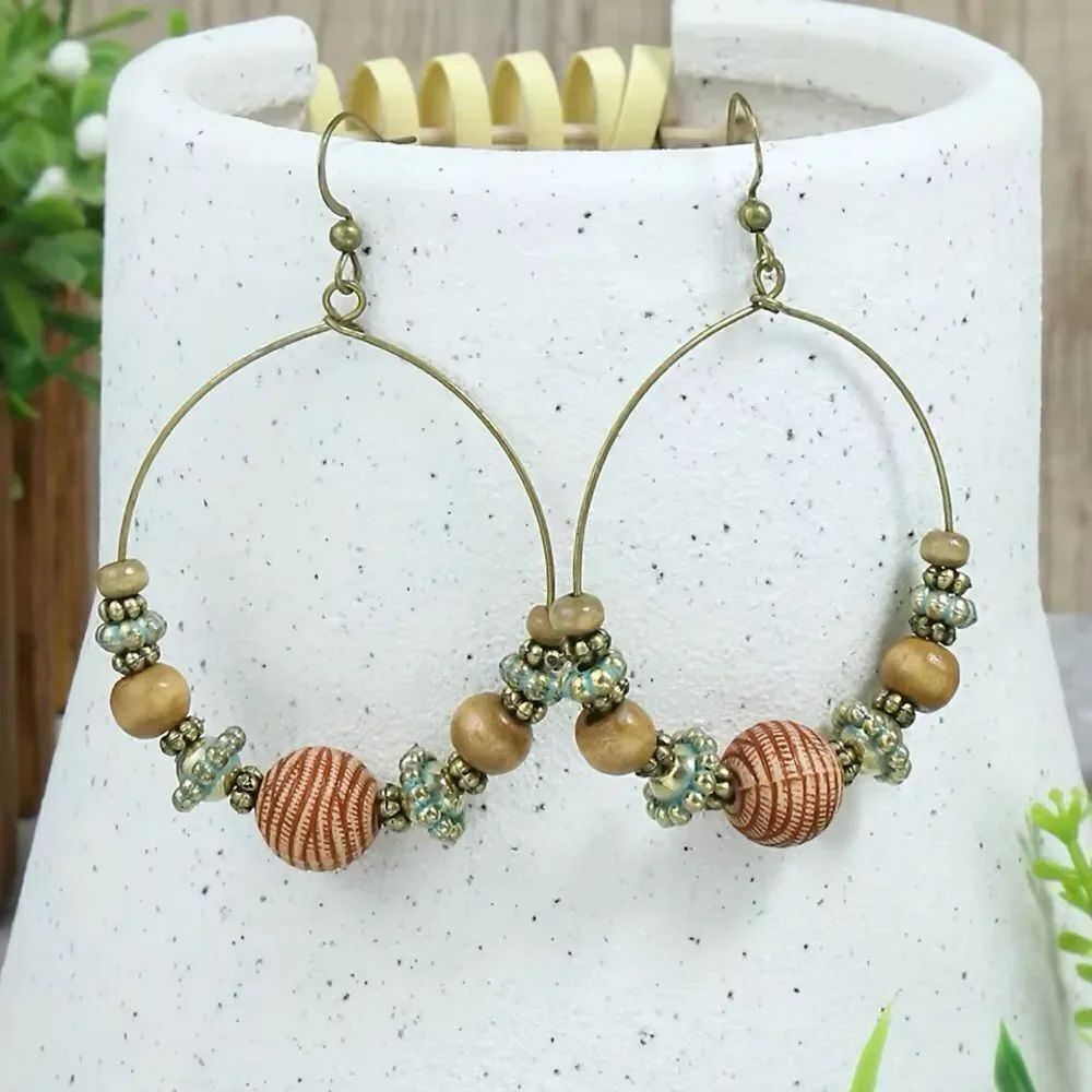 Beaded Hoop Earrings #2196
